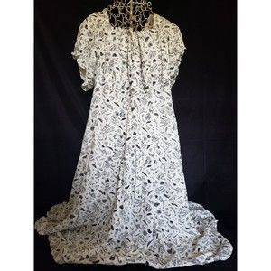 Hot Topic DRESS Size 2 XXL NWOT DINOSAUR FOSSIL Foliage EMPIRE MIDI Tie Front